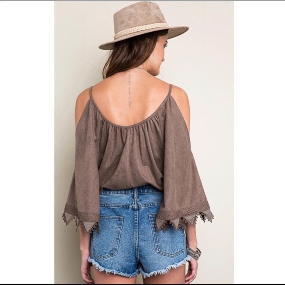 Stylish Brown Off-Shoulder Women's Top - Picture 3 of 4
